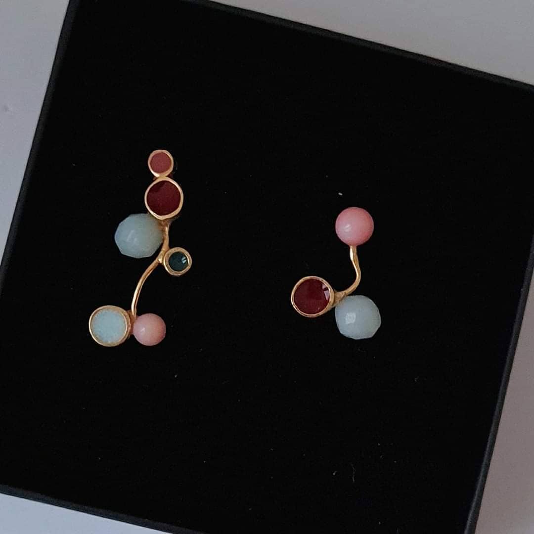 Kara. Red, mint and rose. Amazonite and coral