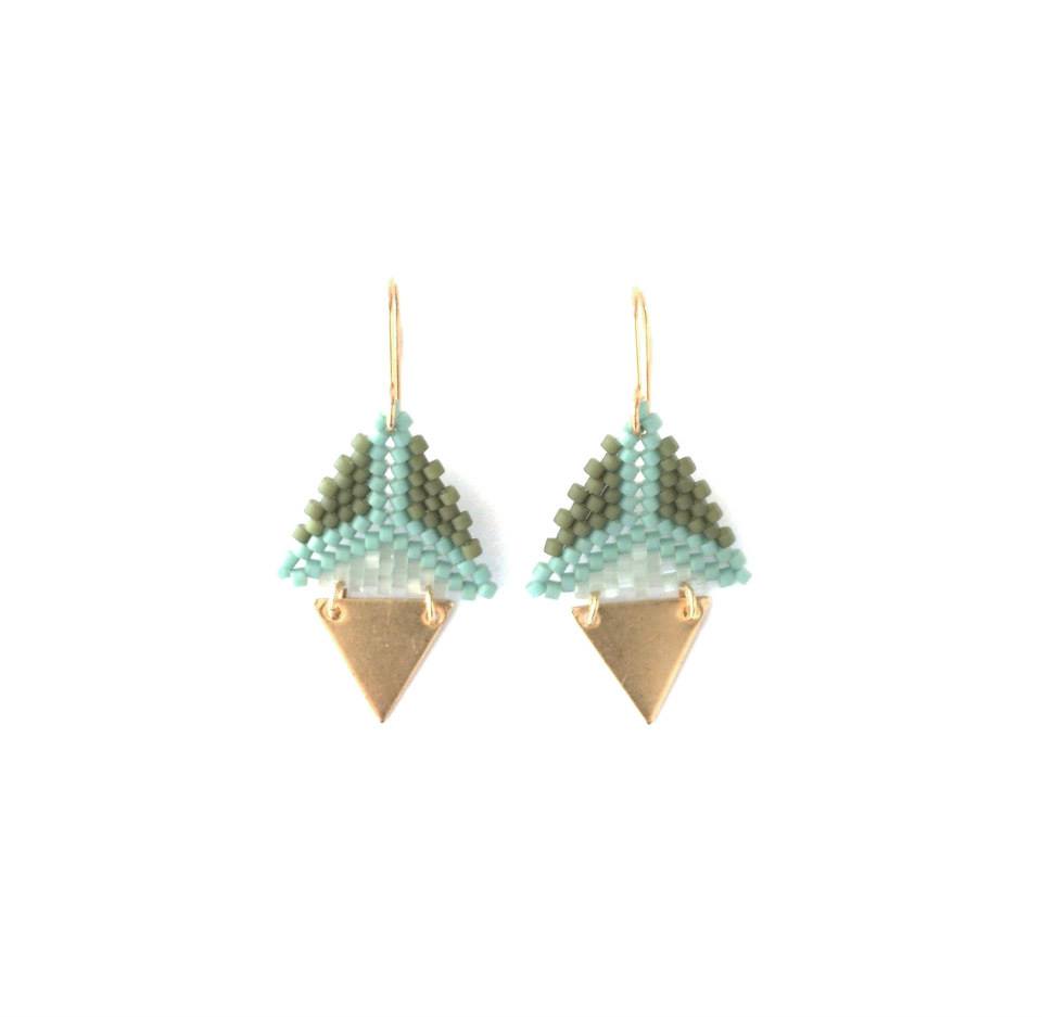 Dual Triangle. Fragment. Mint and green