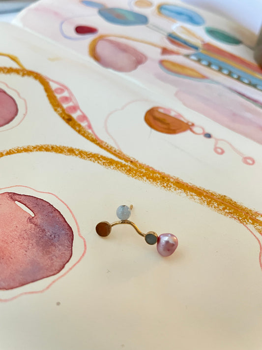 Kara. Mint and yellow. Freshwater Pearl and amazonit.