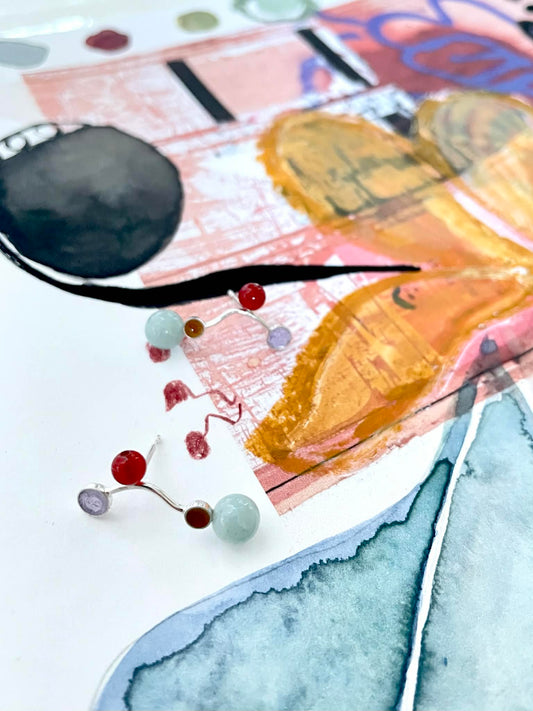 Kara. Red and purple. Amazonite and carneol.