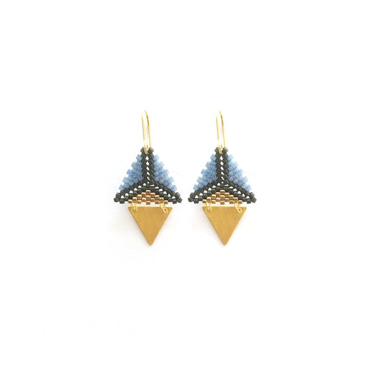 Dual Triangle. Fragment. Blue, grey and gold