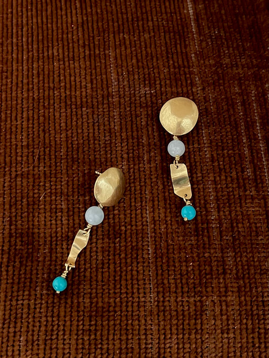 Dangle Earrings with amazonite and turquoise