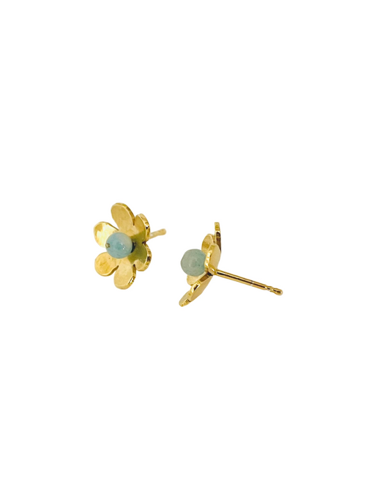 Winter Flower with amazonite. Earstud